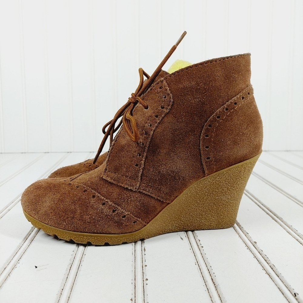 MIA PAMPA Women's Grey Booties Ankle Lace-Up Wedge Heel Boots K469